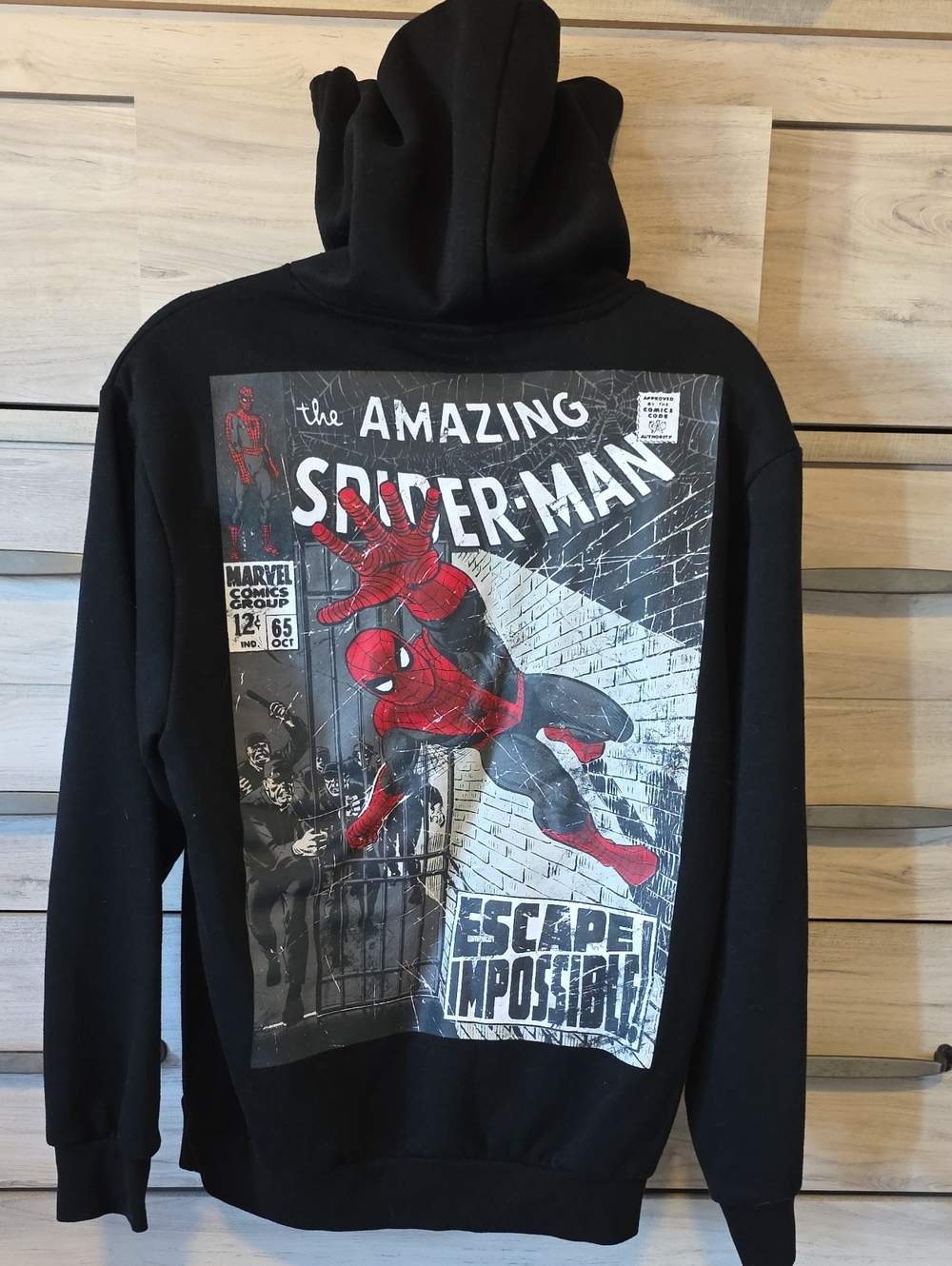 Marvel Black Hoodie with Red & Gray Spider-Man Graphic